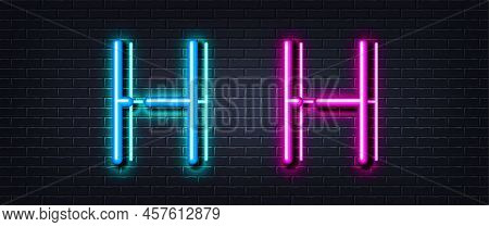 Initial Letter H Icon. Neon Light Line Effect. Line Typography Character Sign. Large First Font Lett