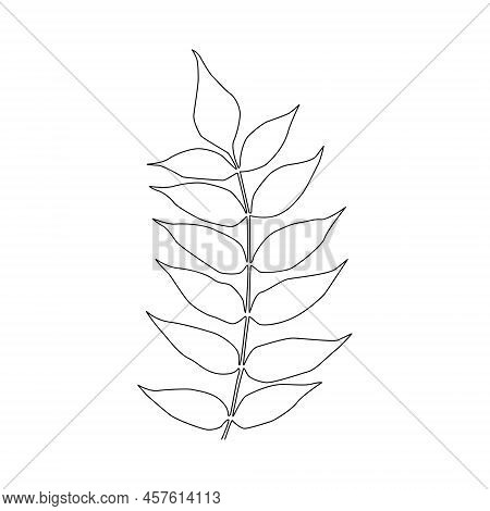 Leaves One Line Drawing. Continuous Line Simple Illustration. Abstract Contemporary.