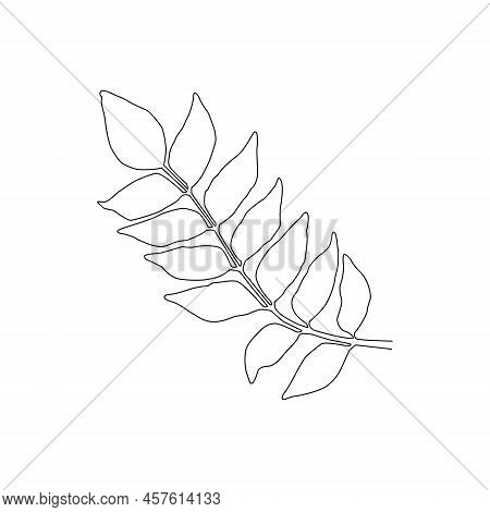 Leaves One Line Drawing. Continuous Line Simple Illustration. Abstract Contemporary.