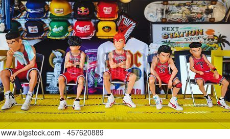 Kanchanaburi,thailand-november 14,2020 : Figurine Dolls Or Statue Of Serious Substitute Basketball T