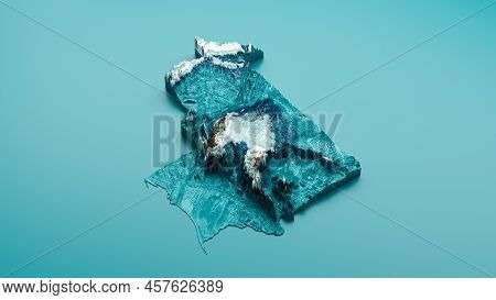 Topographic Mauritania Map Hypsometric Mauritania Elevation Tint Spectral Shaded Relief Map 3d Illus