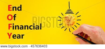 Eofy End Of Financial Year Symbol. Concept Words Eofy End Of Financial Year On Yellow Paper On Beaut