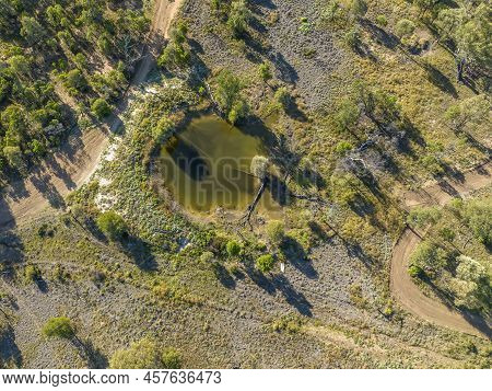Looking Down Over A Pool Of Swampy Water Within The Sapphire Wetlands Nature Reserve Queensland Aust