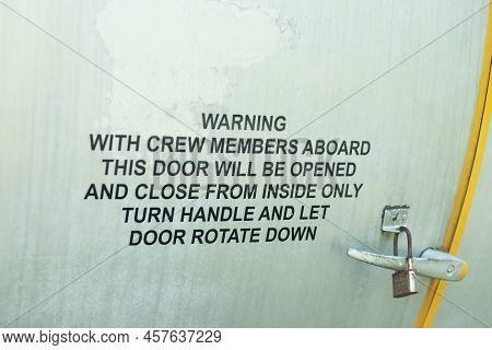 Danger Warning Sign Decal On An Old Aircraft