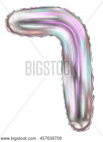 Silver Foil Inflatable Toys Font Hebrew Letters Balloons. 3d Illustration Of A Realistic Letter Chaf