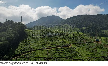 Aerial View Of The Beautiful Scenery On Top Of Hill Puncak Bogor. Bogor, Indonesia, July 6, 2022