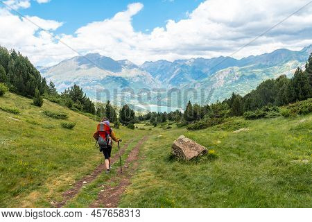 Trekking Towards Ibon De Piedrafita In The Tena Valley In The Pyrenees, Huesca, Spain