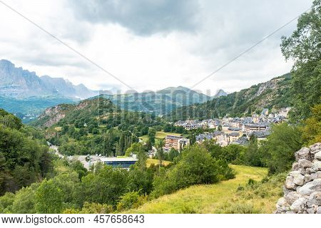 Panoramic View Of The Town Of Panticosa In The Pyrenees In Summer, Huesca. Spain