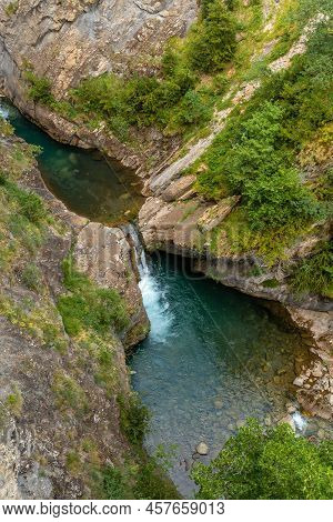 Metal Walkway On The Mountain In The Town Of Panticosa In The Pyrenees In Summer, Huesca. Spain