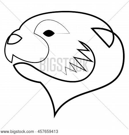 One Continuous Line Drawing Of Cute Otter For Company Logo. Lutrinae Animal Mascot Concept For Pet L