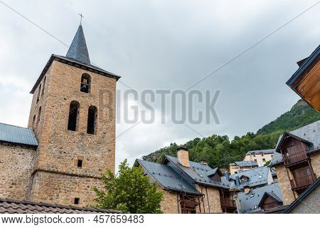 Detail Of The Church Of The Traditional Mountain Village Of Panticosa In The Pyrenees. Huesca. Spain
