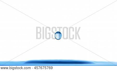 Blue Water Drop Macro On White Background