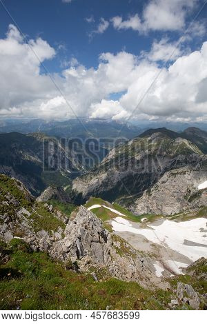 Mountain Hiking Trail Road. Between Italy And Austria: Near Volaia Lake Raunchkofer Mountain (lago D