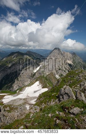 Mountain Hiking Trail Road. Between Italy And Austria: Near Volaia Lake Raunchkofer Mountain (lago D