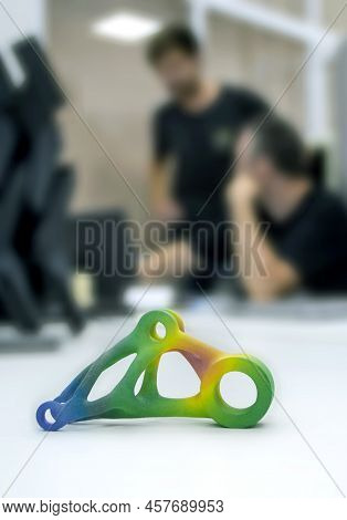 Colored Abstract Plastic Model Printed On 3d Printer From Powder In The Laboratory Office. Multi Jet