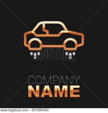 Line Fantastic Flying Car Icon Isolated On Black Background. Hover Car Future Technology Future Tran