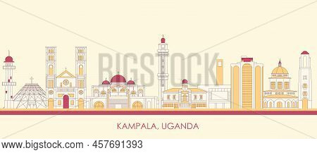 Cartoon Skyline Panorama Of City Of Kampala, Uganda - Vector Illustration