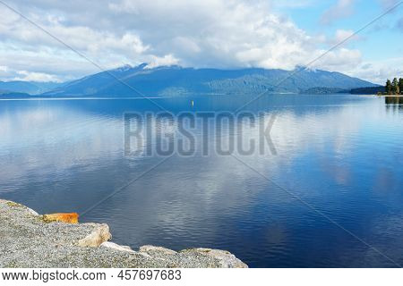 Scenic Alpine Lake Brunner In South Island New Zealand