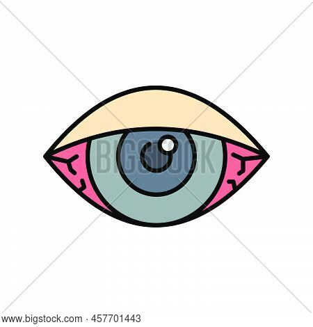 Smoke Weed, Red Eye Filled Color Icon. Linear Style Sign For Mobile Concept And Web Design. Stoned E