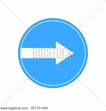 Turn Right Ahead Traffic Sign Flat Icon, Vector Sign, Colorful Pictogram Isolated On White. Symbol, 