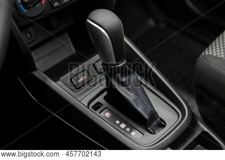 Novosibirsk, Russia - March 11 , 2022:    Suzuki Grand Vitara, Gear Shift. Automatic Transmission Ge