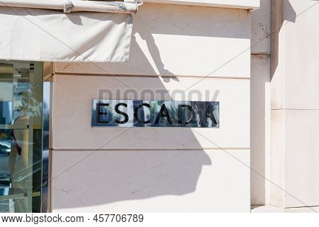 Cannes , Paca  France - 06 15 2022 : Escada Fashion Store Sign Text And Logo Leading Luxury Womens W