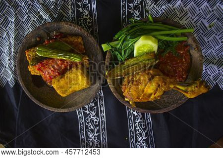 Nasi Tempong Or Sego Tempong Is Traditional Food From Banyuwangi, Indonesia Made From Rice, Traditio
