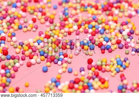 Small Multicolored Polyfoam Balls, Theme Of Holidays And Birthdays, Backdrop.