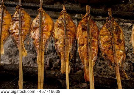 Grilled Fish, Grilled Fish Nile Tilapia Grilled On Hot Charcoal