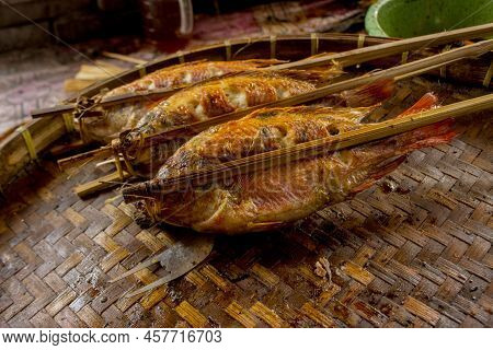 Grilled Fish, Grilled Fish Nile Tilapia Grilled On Hot Charcoal