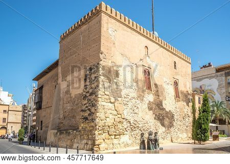 Elche,spain - May 27,2022 - View At The Calahorra Tower In The Streets Of Elche. Elche Is A City And
