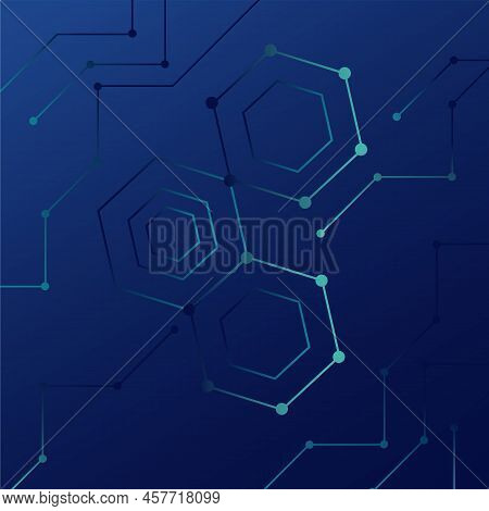 Abstract Background With Blue Hexagon, Stock Vector