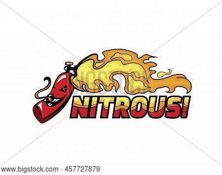 Nitrous Oxide System. No2 Bottle Cartoon Illustration