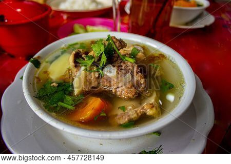 Sop Buntut Or Oxtail Soup Or Tail Soup Is Traditional Soup Made From Tail Ox, Boiled With Spices