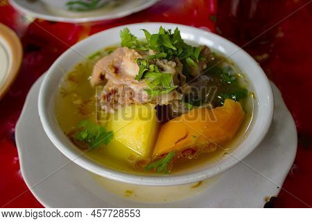 Sop Buntut Or Oxtail Soup Or Tail Soup Is Traditional Soup Made From Tail Ox, Boiled With Spices