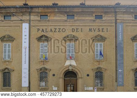 April 2022 Modena, Italy: Facade Of Palazzo Dei Musei, Palace Of Museums