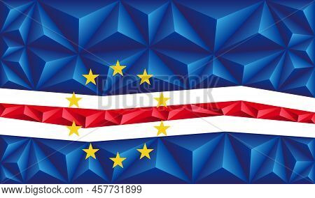 Abstract Polygonal Background In The Form Of Colorful Blue, White And Red Stripes Of The Cape Verdea