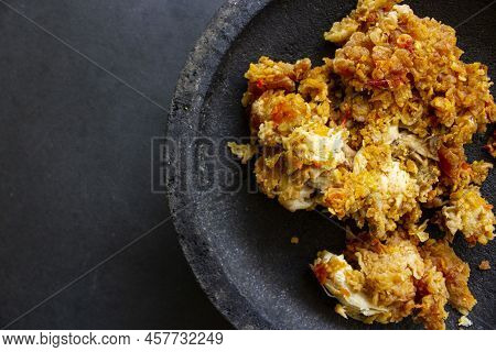 Ayam Geprek Or Chicken Crush Or Chicken Smashed Is Indonesian Food Made From Made Fried Chicken Poun
