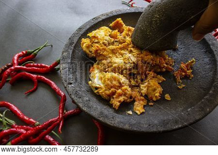 Ayam Geprek Or Chicken Crush Or Chicken Smashed Is Indonesian Food Made From Made Fried Chicken Poun