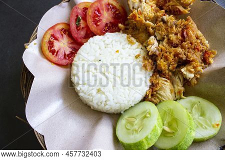 Ayam Geprek Or Chicken Crush Or Chicken Smashed Is Indonesian Food Made From Made Fried Chicken Poun