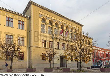 Cacak, Serbia - November 07, 2021: Historic Building Secondary School Education Gymnasium In Cacak.