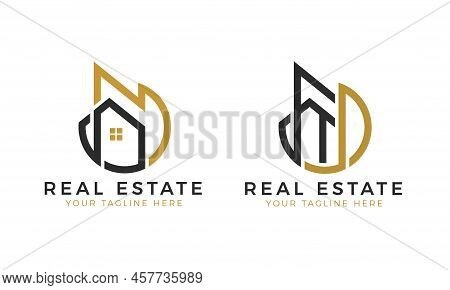 Real Estate Logo Template. Outline Style House, Modern Home Logo Design