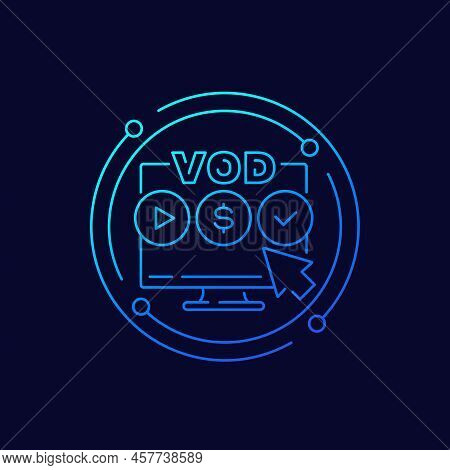 Vod, Video On Demand Line Vector Icon