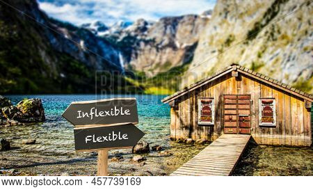Street Sign The Direction Way To Flexible Versus Inflexible