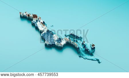 Topographic Malawi Map Hypsometric Malawi Elevation Tint Spectral Shaded Relief Map 3d Illustration