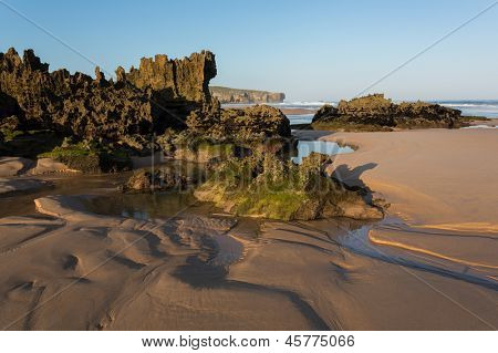 Amoreira beach in South-West Alentejo and Costa Vicentina Natural Park, Portuga, Aljezur in thel morning-surf spot