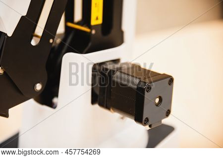 Robot Servo In Production Close-up. Horizontal Photography