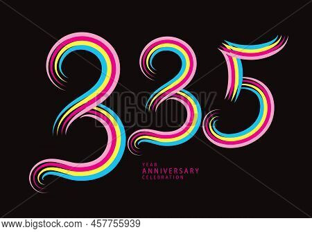 335 Number Design Vector, Graphic T Shirt, 335 Years Anniversary Celebration Logotype Colorful Line,