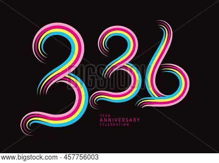 336 Number Design Vector, Graphic T Shirt, 336 Years Anniversary Celebration Logotype Colorful Line,