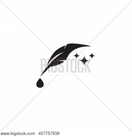 Feahter Pen Icon Logo Design Inspiration Vector Template